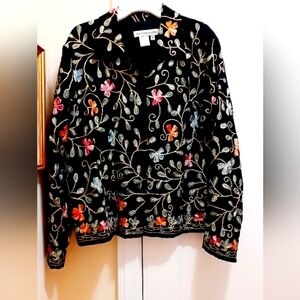 David Brooks fine wool floral stitched jacket